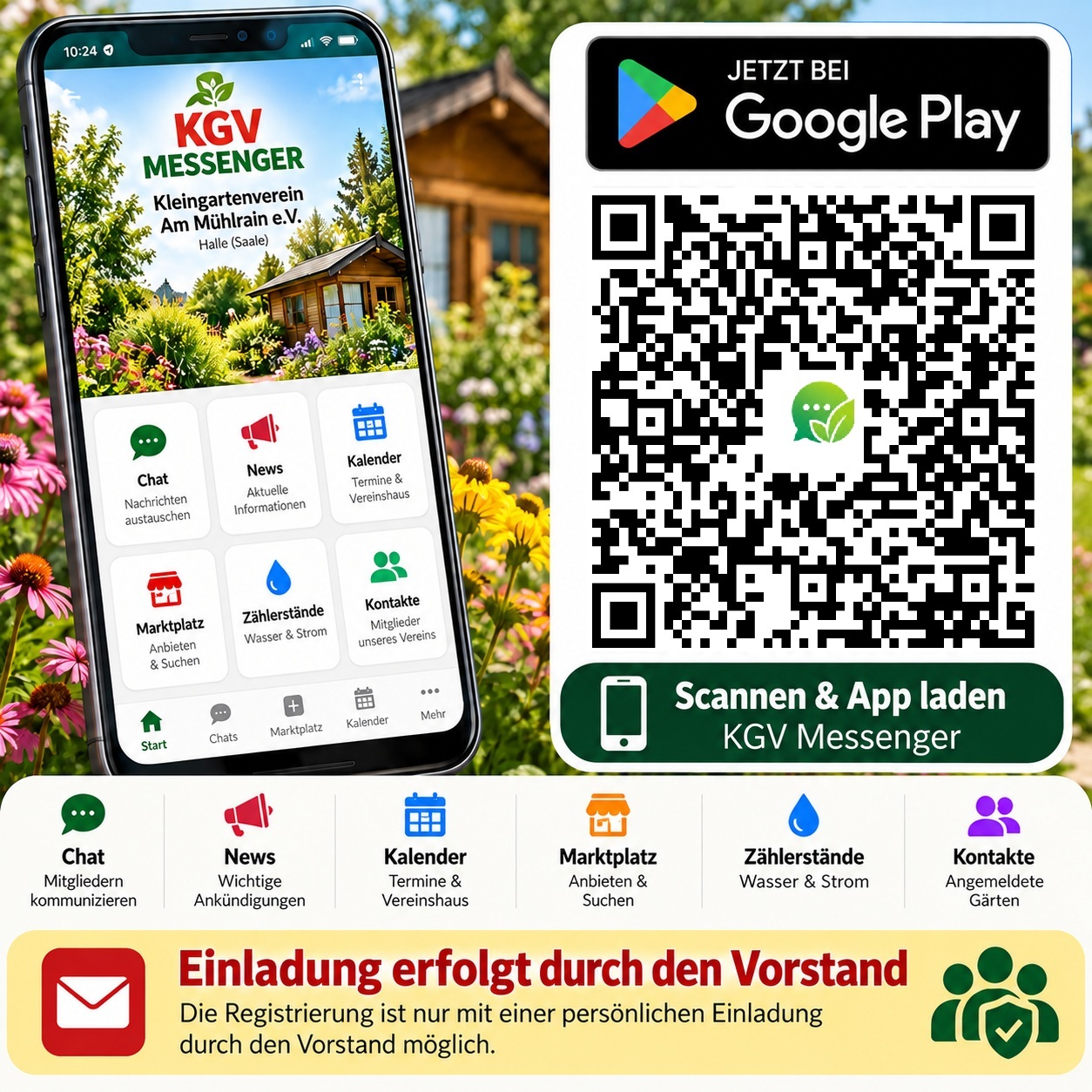 KGV Messenger Vereins-App mit QR-Code zum Herunterladen